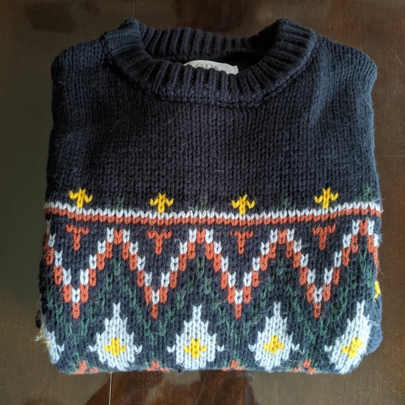 Zara Navy Icelandic style sweater US S - Picture 2 of 12